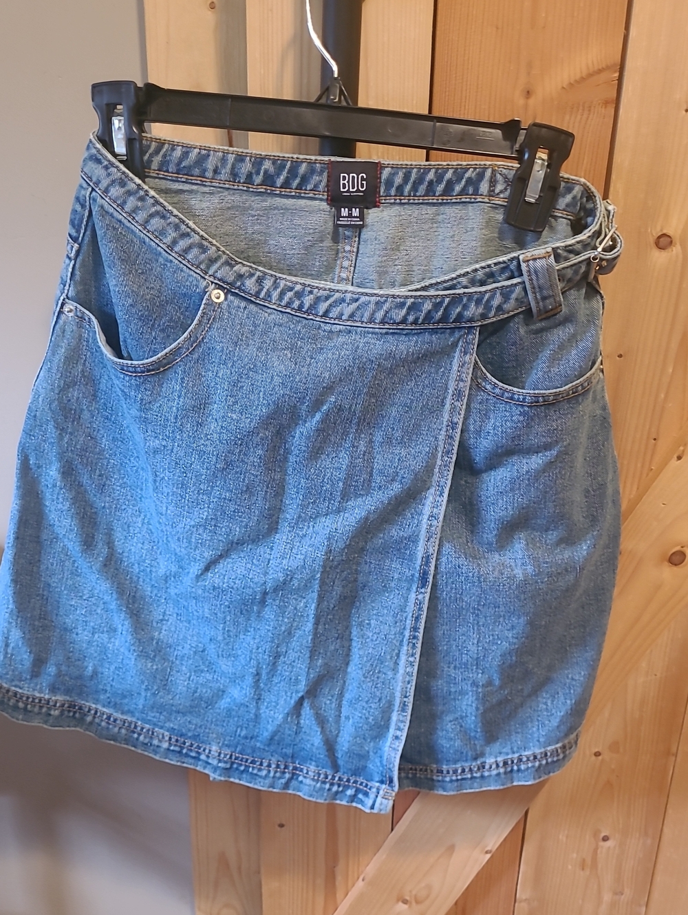 BDG Blue Denim Wrap Mini Skirt